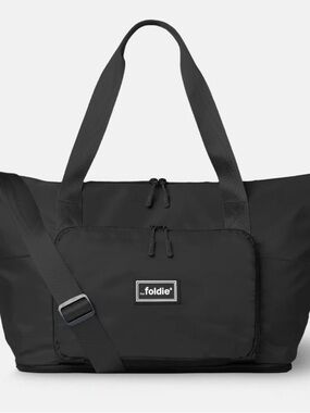 Foldie Black Travel Tote with Shoulder Strap New